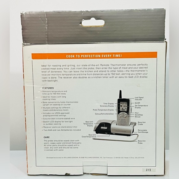 NEW Williams-Sonoma Remote Cooking Thermometer Grilling & Baking! - Picture 3 of 3